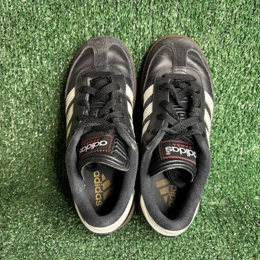 Adidas Samba Classic Leather Suede Gum Sole Soccer Sneakers Black Kids Size‎ 1.5